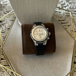Michele Watch With Silicone Band - Black And Silver